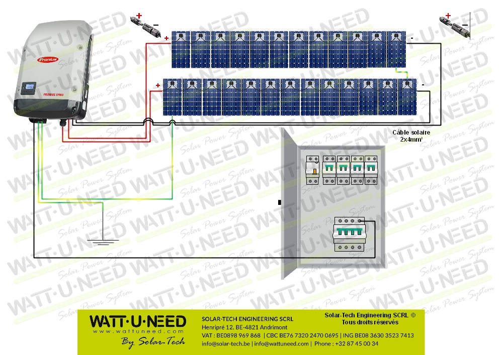 Kit 25 panneaux autoconsommation / réinjection tri 10kW sans stockage 